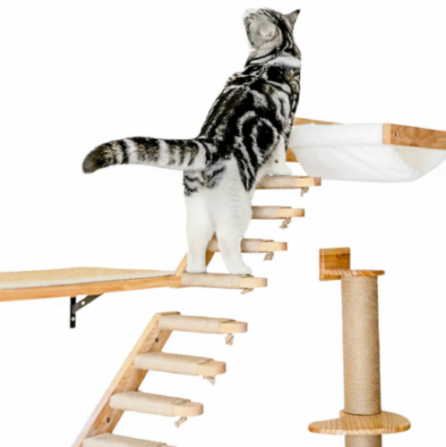 Hamac mural en bois pour chat