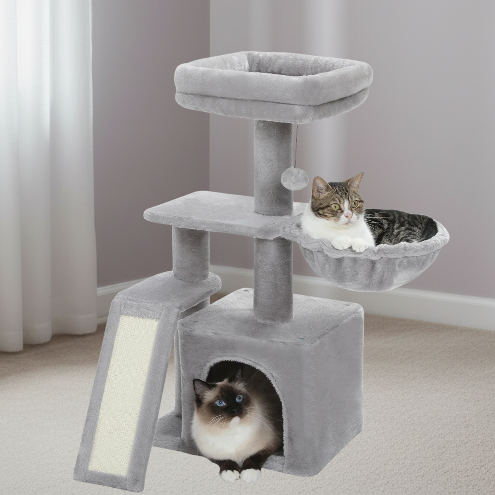 Arbre à chat moderne avec motif floral-MeowGriff