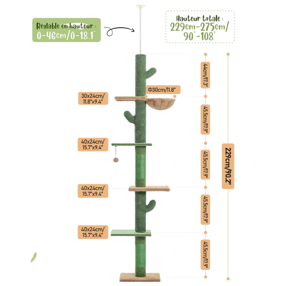 Arbre à chat Cactus Réglable Hamac-MeowGriff