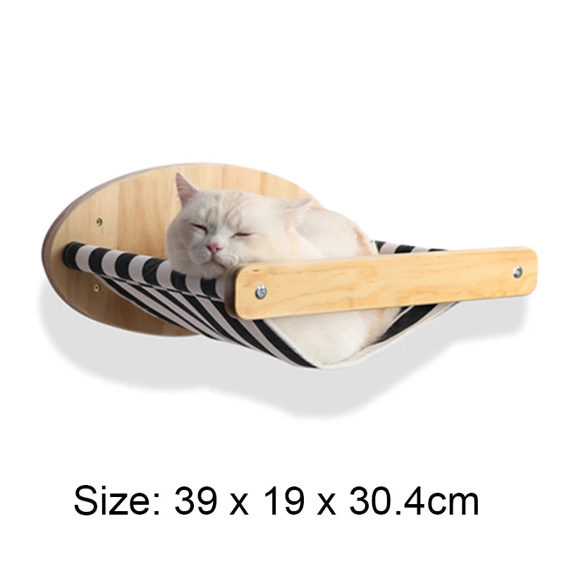 Hamac mural pour chat 1 pièce, lit pour chat en bois, étagères murales à griffer, plateforme d’escalade élevée, meuble arbre à chat d’intérieur.