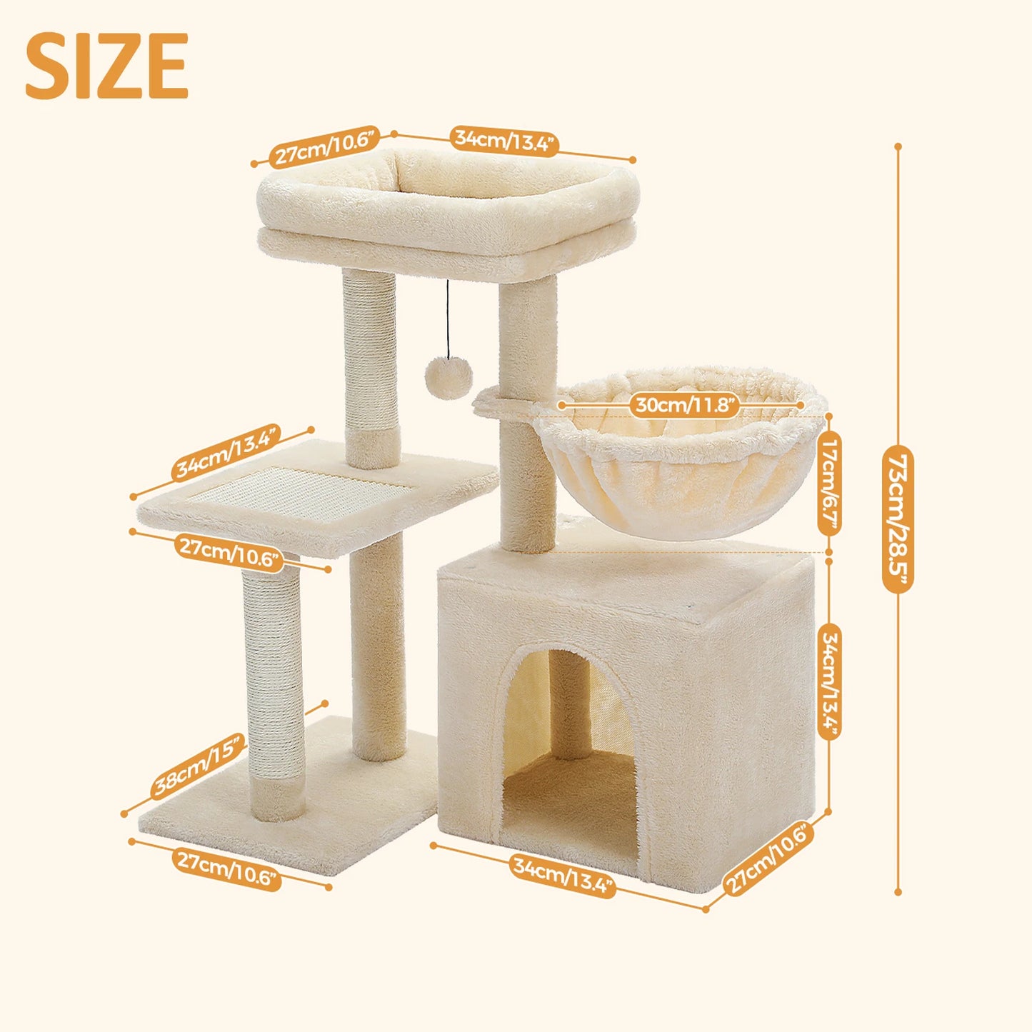 Tour pour chat réglable à 5 niveaux, du sol au plafond, avec poteaux à griffer en sisal, hamac en peluche et jouet suspendu – Design moderne en forme de cactus pour les jeux d'intérieur de plusieurs chats