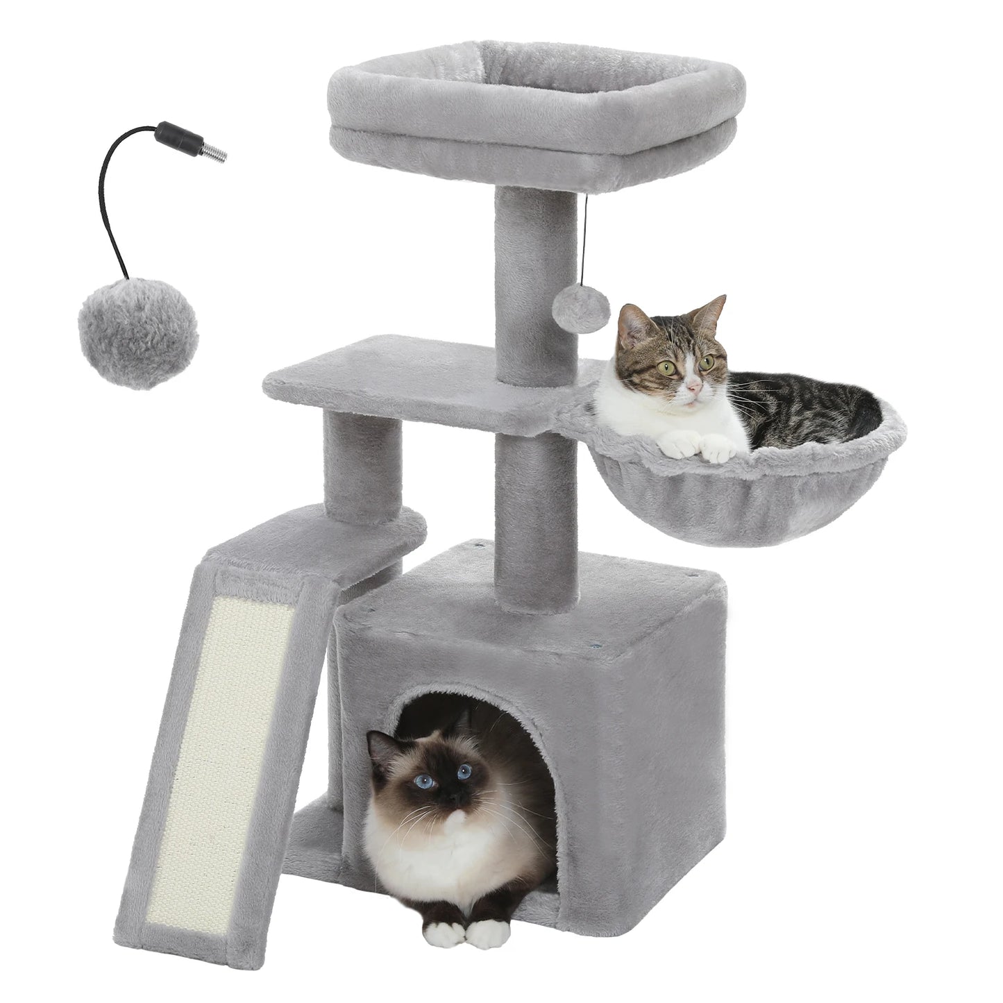 Arbre à chat tour cactus pour petits chats avec rampe à griffer en sisal, hamac douillet, condo pour chat et perchoir supérieur amovible – Aire de jeux compacte pour chat d’intérieur.