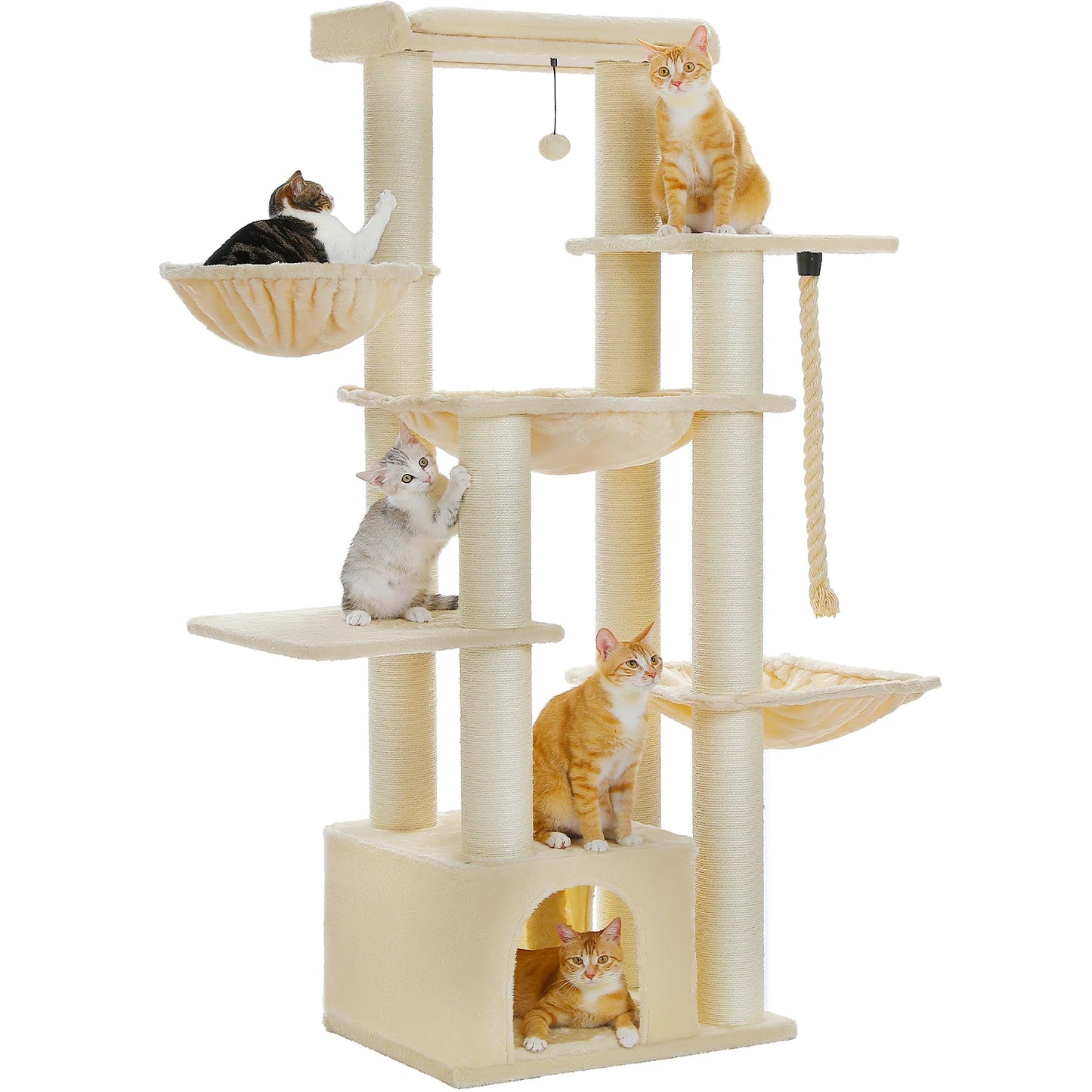 Meuble arbre à chat minimaliste s'intégrant parfaitement à un intérieur moderne Arbre à chat modulaire peu encombrant avec hamacs amovibles et lavables