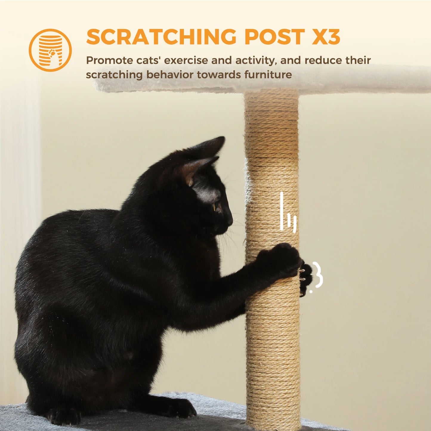 Tour pour chat réglable à 5 niveaux, du sol au plafond, avec poteaux à griffer en sisal, hamac en peluche et jouet suspendu – Design moderne en forme de cactus pour les jeux d'intérieur de plusieurs chats