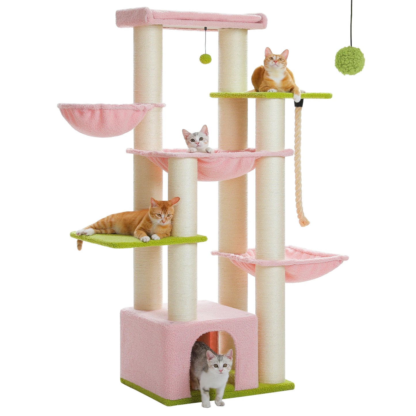 Arbre à chat pour gros chats avec 11 poteaux à griffer en sisal, 7 niveaux, plusieurs hamacs et perchoirs extra-larges – Château d’escalade robuste pour intérieur, adapté aux chats jusqu’à 10 kg.
