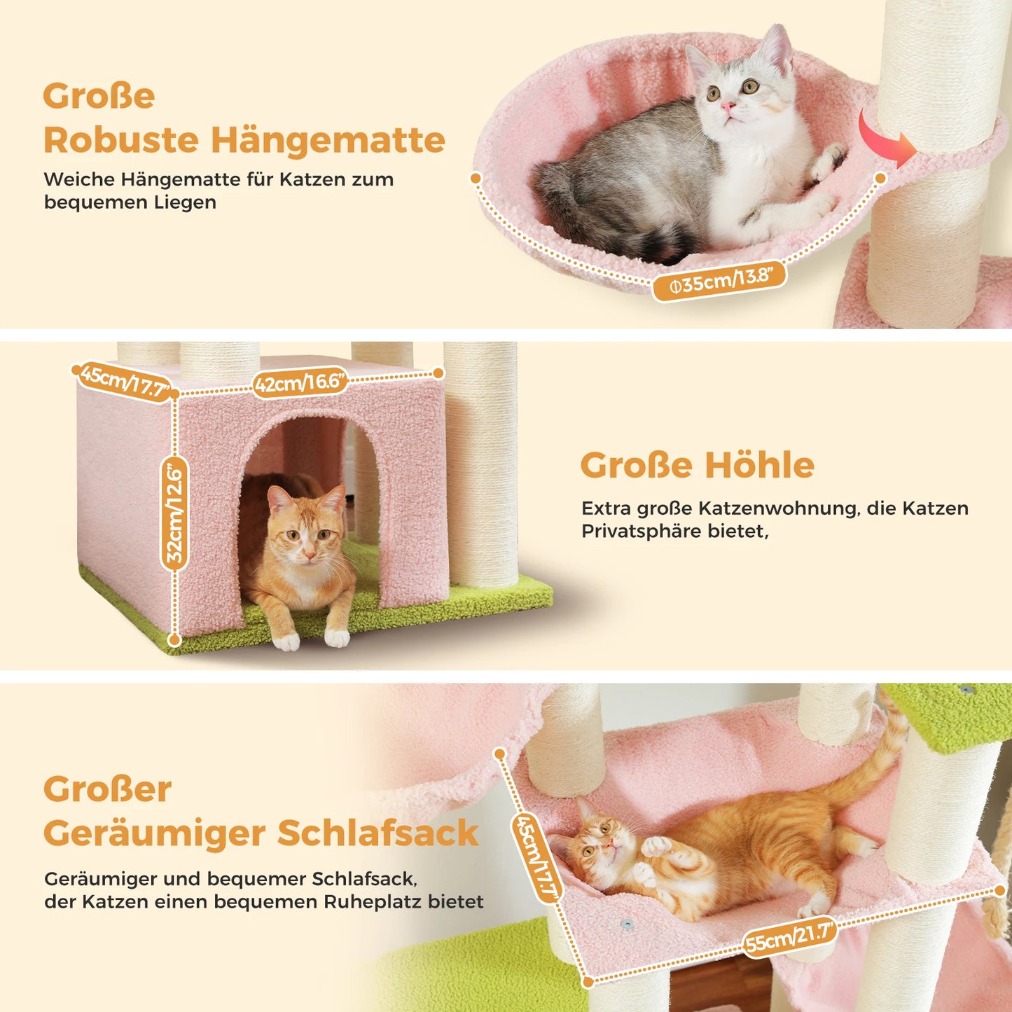 Arbre à chat pour gros chats avec 11 poteaux à griffer en sisal, 7 niveaux, plusieurs hamacs et perchoirs extra-larges – Château d’escalade robuste pour intérieur, adapté aux chats jusqu’à 10 kg.