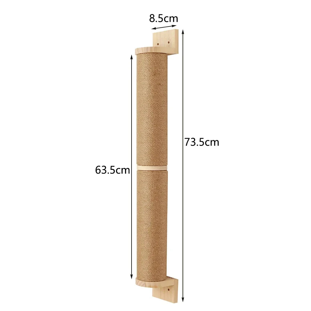 Arbre à chat en bois mural avec perchoirs flottants, poteaux à griffer en sisal, hamac, marches et échelle – Aire de jeux verticale pour chat peu encombrante