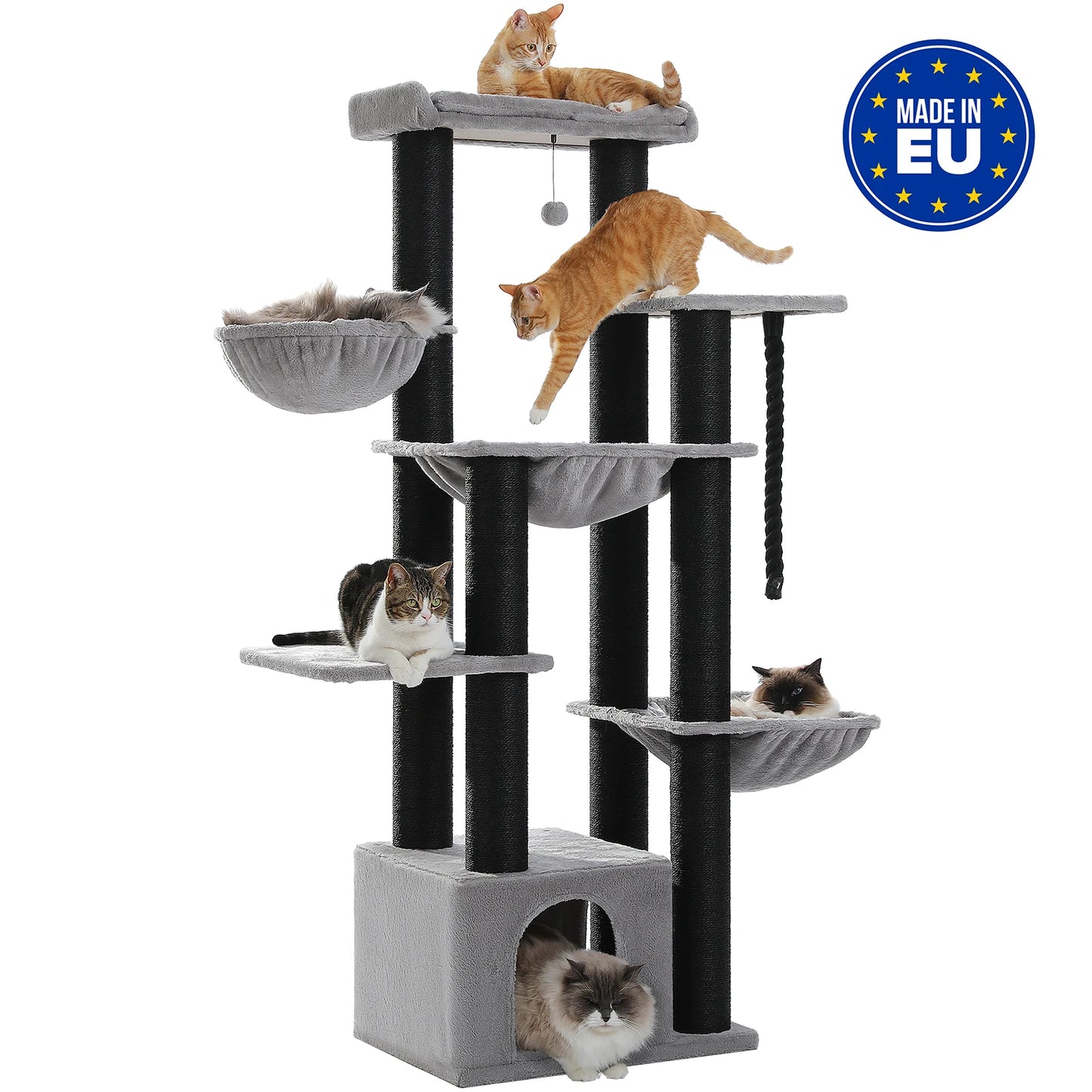 Meuble arbre à chat minimaliste s'intégrant parfaitement à un intérieur moderne Arbre à chat modulaire peu encombrant avec hamacs amovibles et lavables