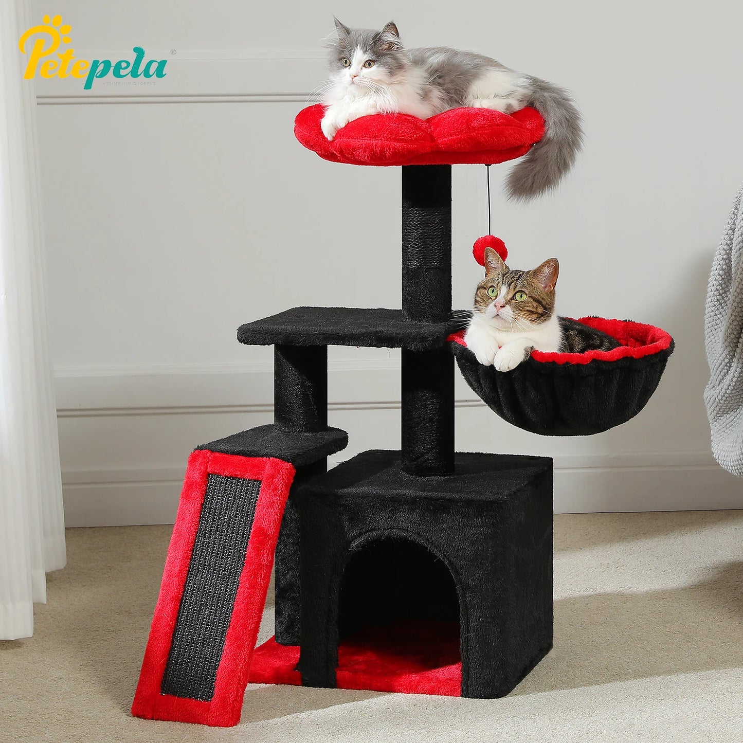 Arbre à chat tour cactus pour petits chats avec rampe à griffer en sisal, hamac douillet, condo pour chat et perchoir supérieur amovible – Aire de jeux compacte pour chat d’intérieur.