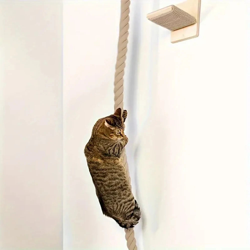 Corde à grimper en bois massif pour chat avec sisal-MeowGriff