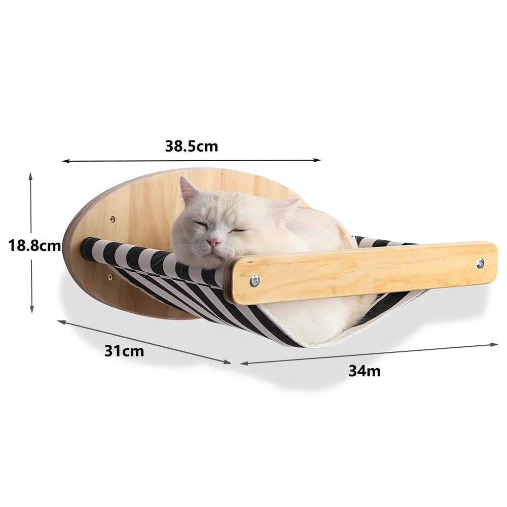 Étagère murale d’escalade pour chat avec échelle, marches, poteau à griffer en sisal, lit douillet et cachette – Tour d’arbre à chat modulaire d’intérieur et accessoires de mobilier pour animaux