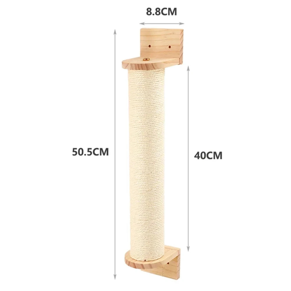 1 Piece Wall-mounted Cat Climbing Rope Solid Wooden Pedals And Sisal Rope Kitten Training Claw Grinding Indoor Cat Furniture