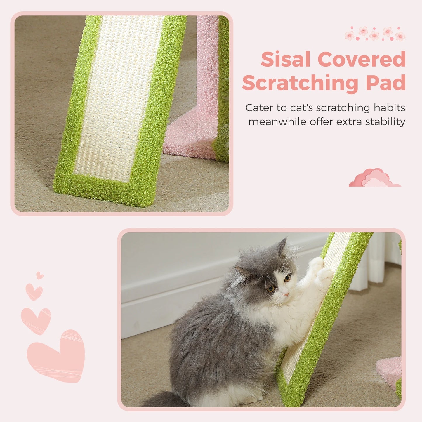 Arbre à chat tour cactus pour petits chats avec rampe à griffer en sisal, hamac douillet, condo pour chat et perchoir supérieur amovible – Aire de jeux compacte pour chat d’intérieur.