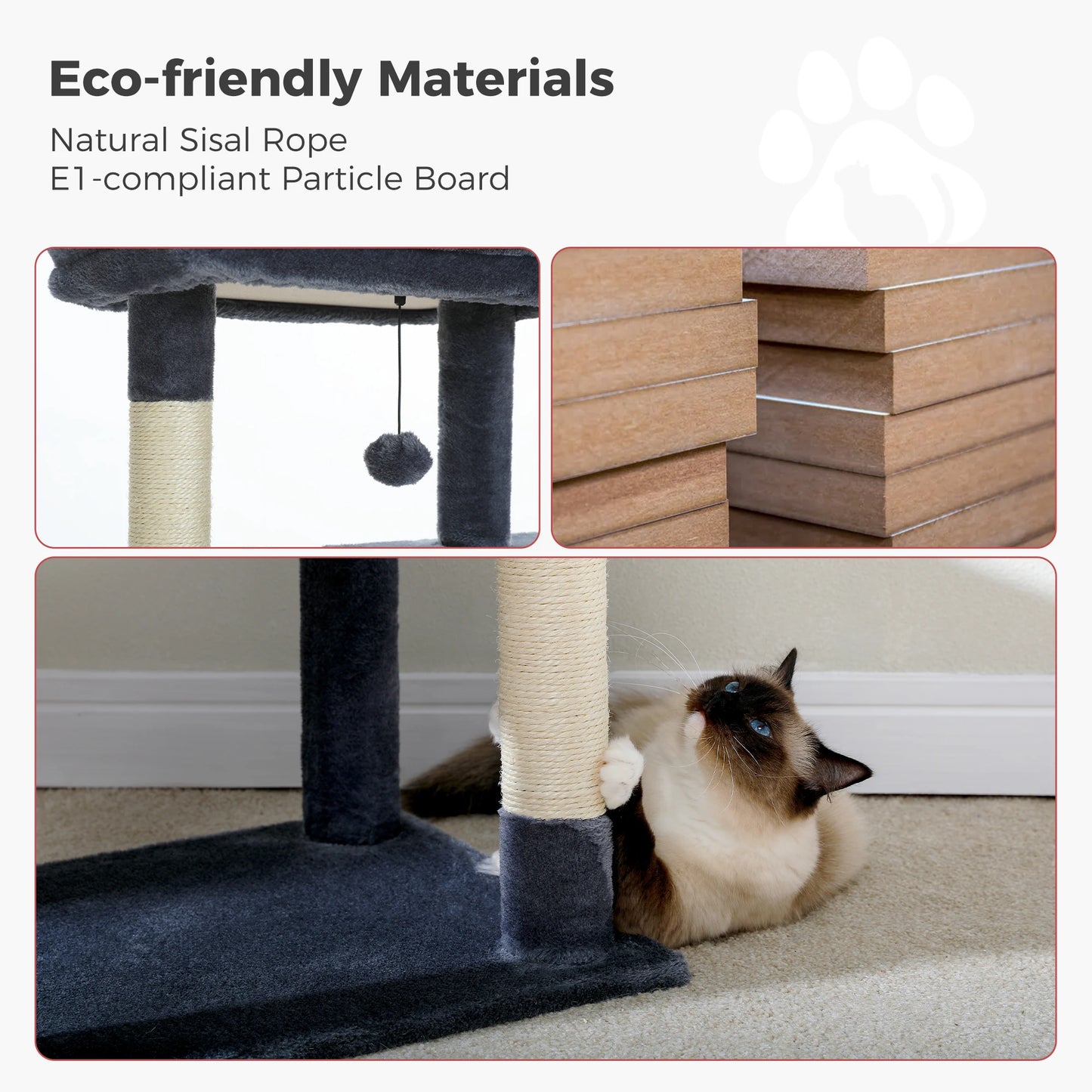 Tour d'arbre à chat à 5 niveaux pour grands chats avec hamac extra-large, niche confortable, poteaux à griffer en sisal et perchoir moelleux – Centre d'activités d'intérieur adapté aux chats lourds