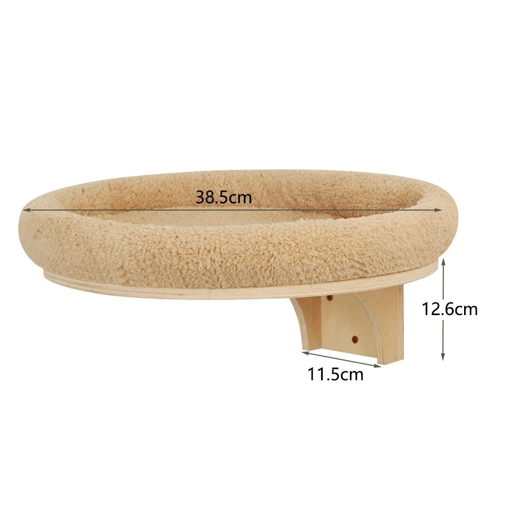 Arbre à chat en bois mural avec perchoirs flottants, poteaux à griffer en sisal, hamac, marches et échelle – Aire de jeux verticale pour chat peu encombrante