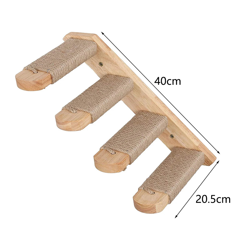 Étagère murale d’escalade pour chat avec échelle, marches, poteau à griffer en sisal, lit douillet et cachette – Tour d’arbre à chat modulaire d’intérieur et accessoires de mobilier pour animaux