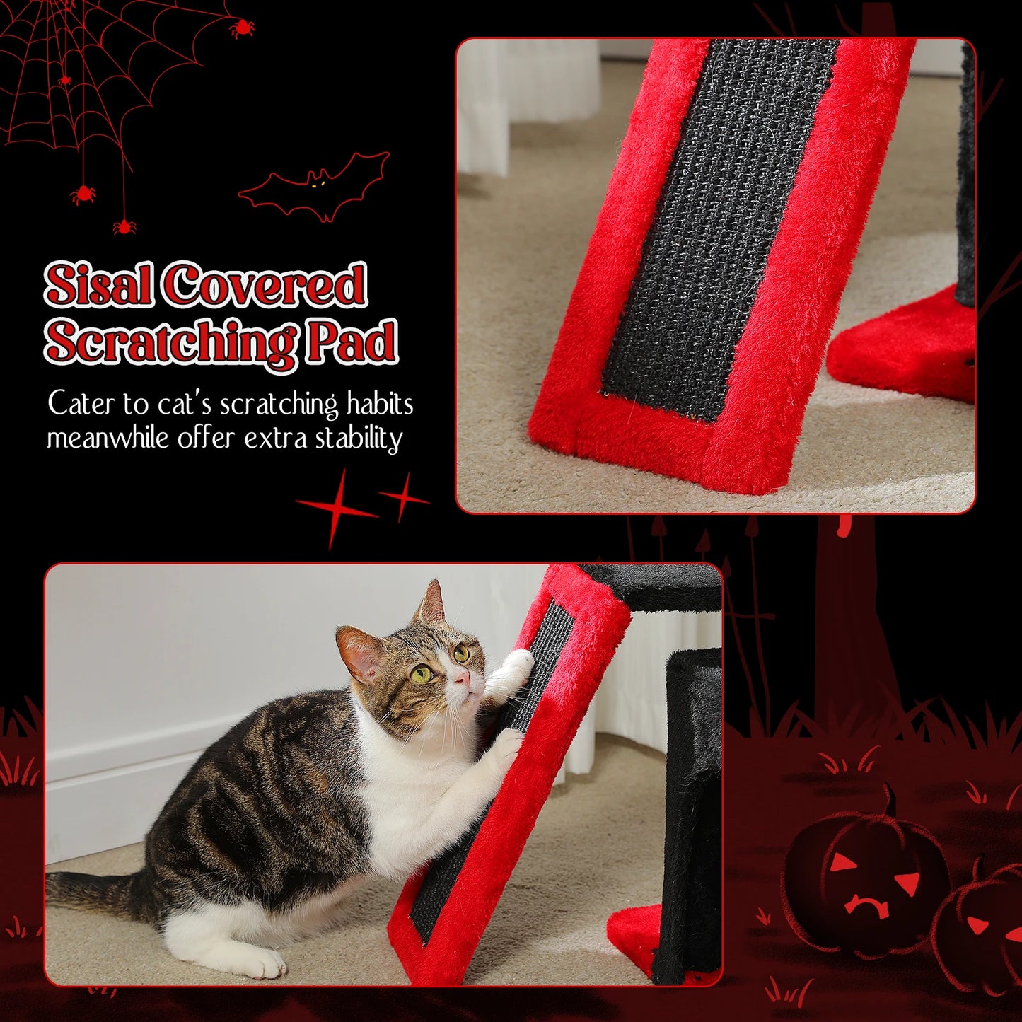 Arbre à chat tour cactus pour petits chats avec rampe à griffer en sisal, hamac douillet, condo pour chat et perchoir supérieur amovible – Aire de jeux compacte pour chat d’intérieur.