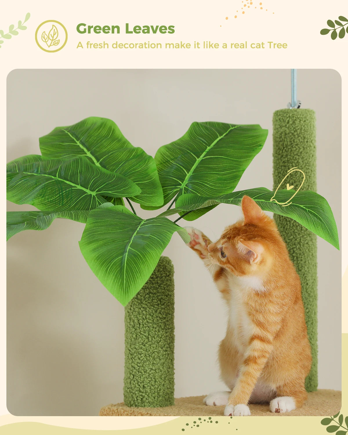 Arbre à chat Cactus réglable en hauteur, du sol au plafond, avec niche, hamac confortable et griffoirs – Arbre d'activité d'intérieur multi-chats peu encombrant