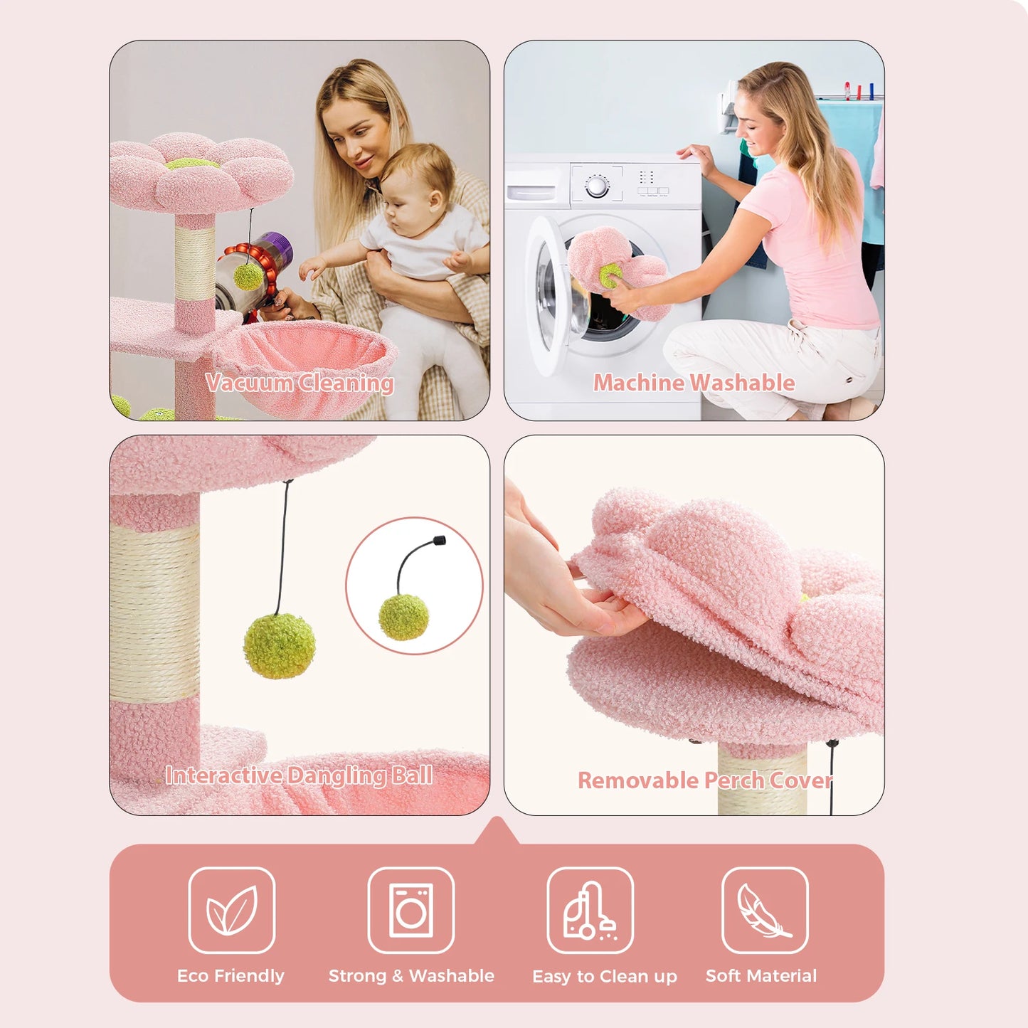 Arbre à chat tour cactus pour petits chats avec rampe à griffer en sisal, hamac douillet, condo pour chat et perchoir supérieur amovible – Aire de jeux compacte pour chat d’intérieur.
