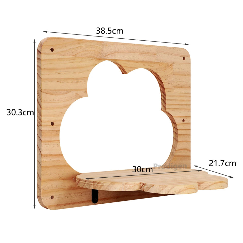 Arbre à chat en bois mural avec perchoirs flottants, poteaux à griffer en sisal, hamac, marches et échelle – Aire de jeux verticale pour chat peu encombrante