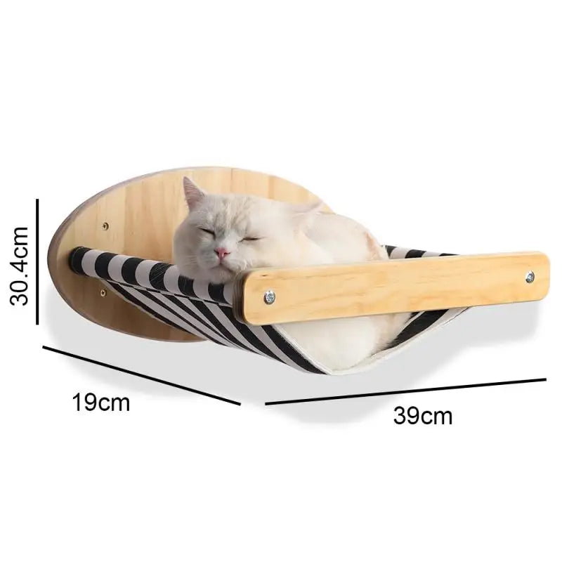 Hamac mural pour chat 1 pièce, lit pour chat en bois, étagères murales à griffer, plateforme d’escalade élevée, meuble arbre à chat d’intérieur.
