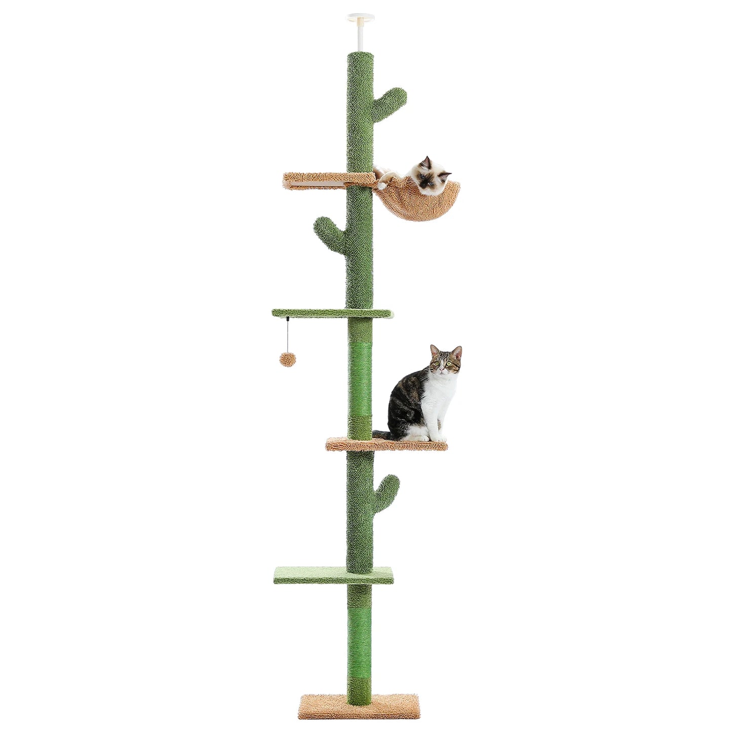 Tour d'arbre à chat d'intérieur transformable avec grand hamac moelleux, Perchoir supérieur amovible et poteaux à griffer en sisal naturel