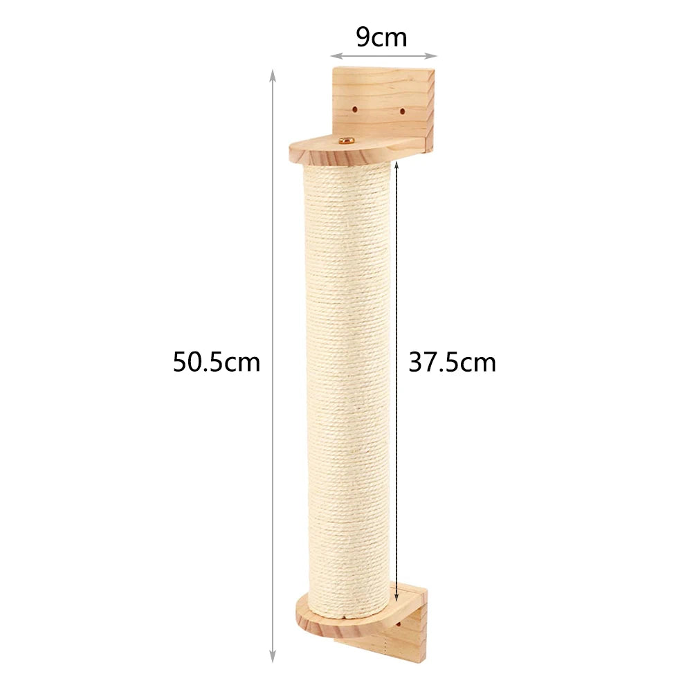 Meuble mural pour chat avec étagère flottante, poteau à griffer en sisal, perchoirs d’escalade, hamac douillet et marches murales – aire de jeux intérieure verticale pour chat, peu encombrante, pour dormir, jouer et s