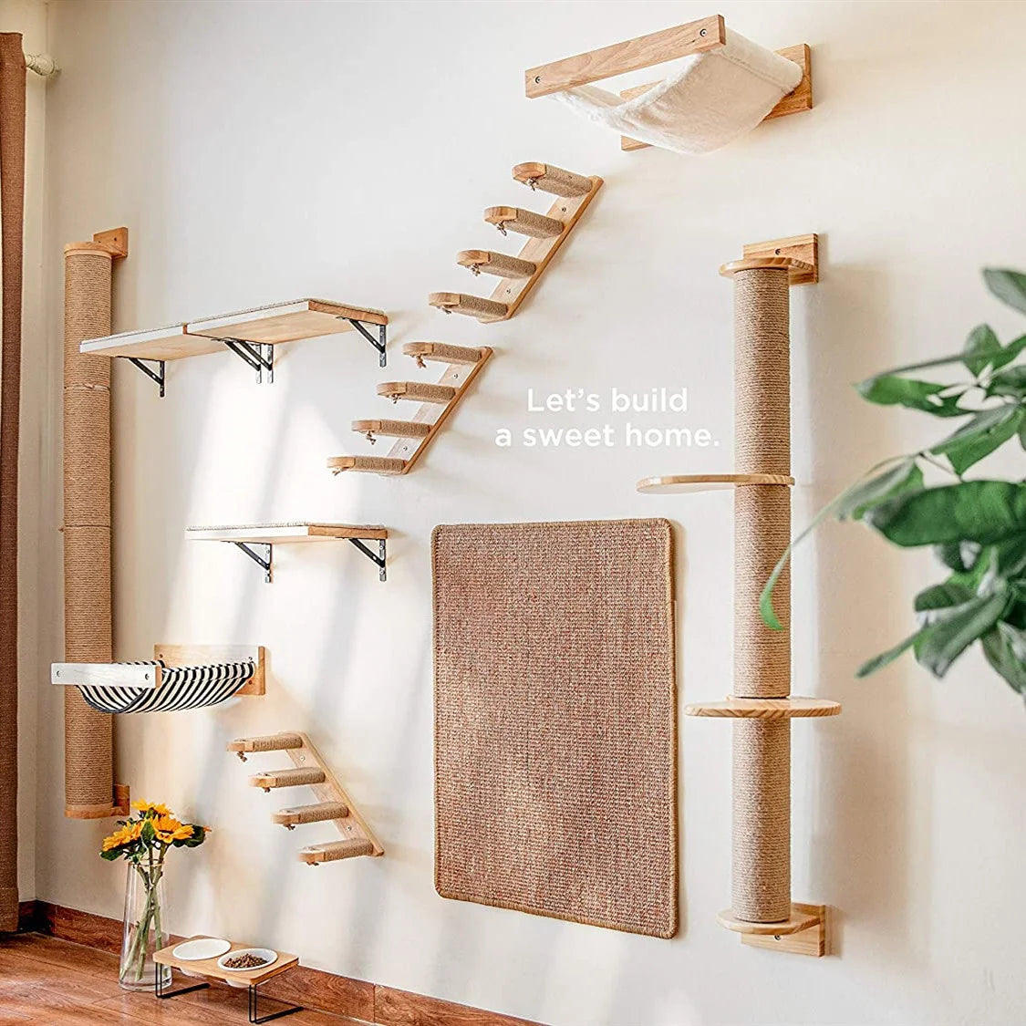 Hamac mural en bois pour chat
