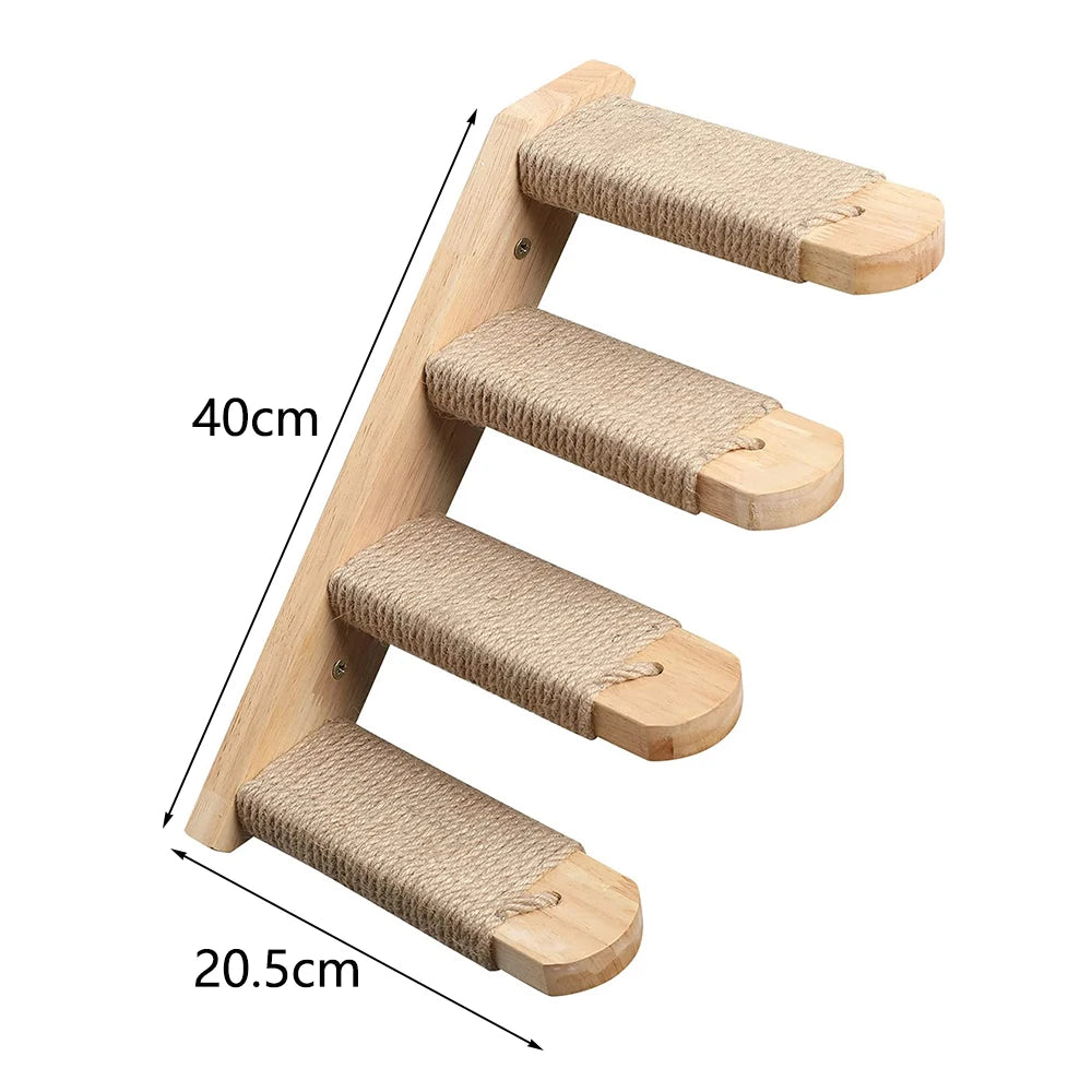 Étagère murale d’escalade pour chat avec échelle, marches, poteau à griffer en sisal, lit douillet et cachette – Tour d’arbre à chat modulaire d’intérieur et accessoires de mobilier pour animaux