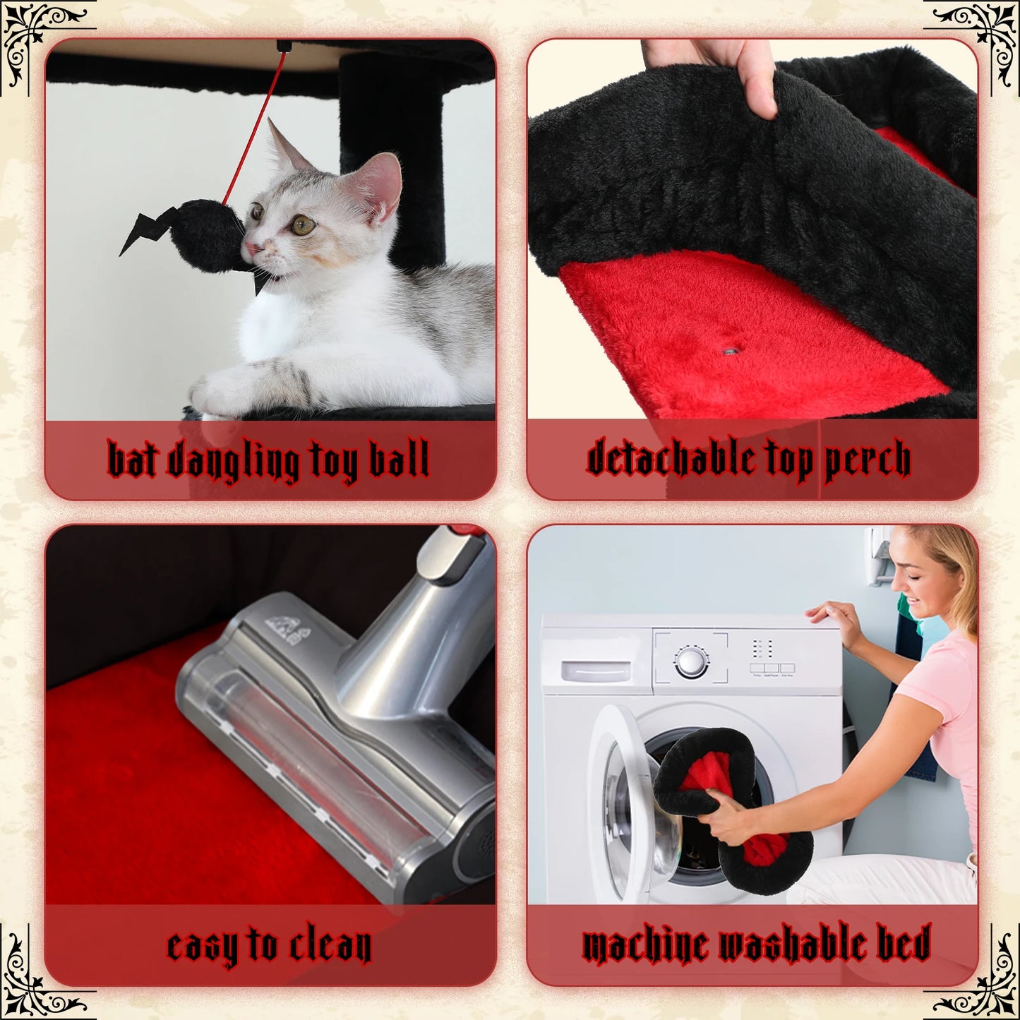 Tour d'arbre à chat à 5 niveaux pour grands chats avec hamac extra-large, niche confortable, poteaux à griffer en sisal et perchoir moelleux – Centre d'activités d'intérieur adapté aux chats lourds