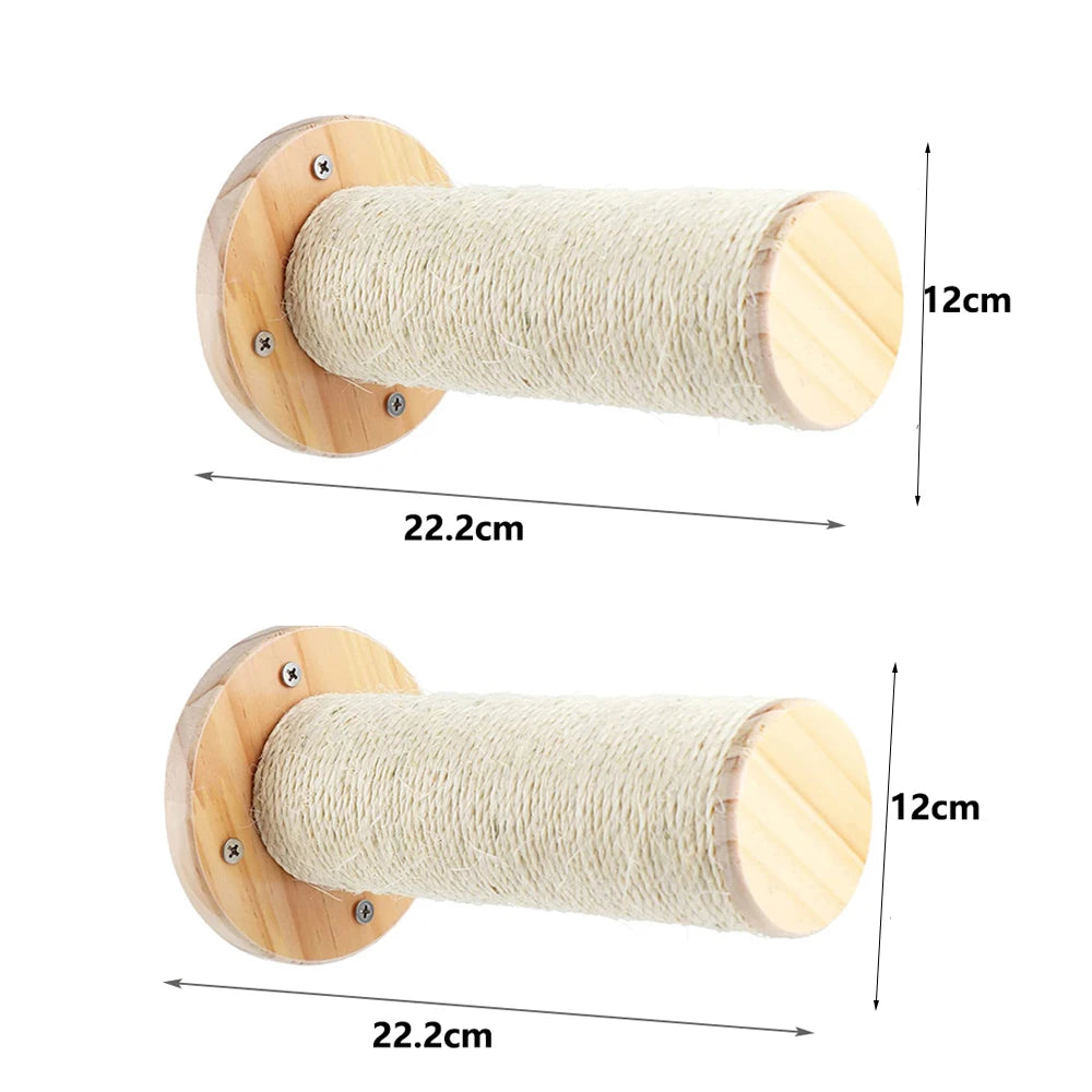 1 Piece Wall-mounted Cat Climbing Rope Solid Wooden Pedals And Sisal Rope Kitten Training Claw Grinding Indoor Cat Furniture