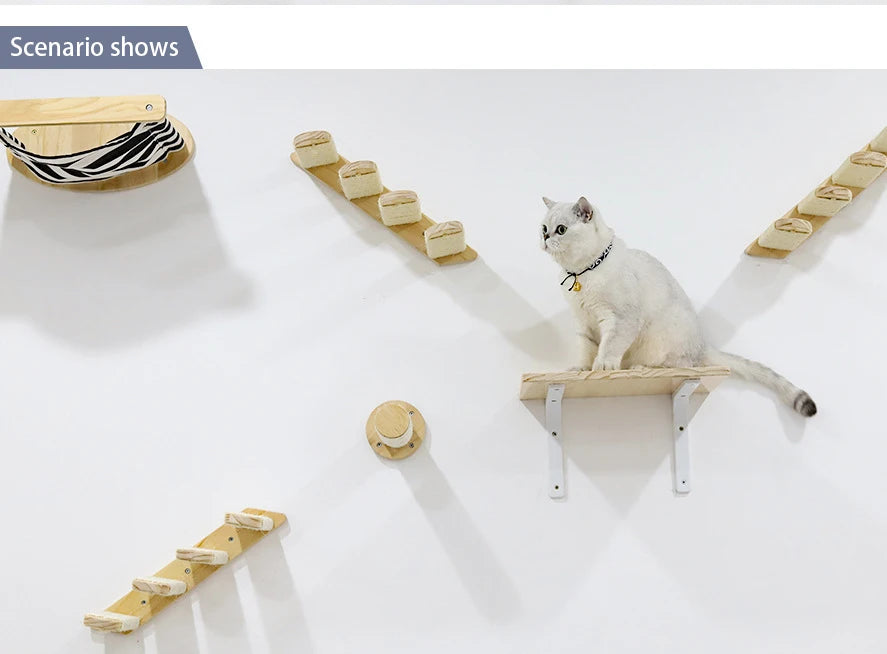 Hamac mural en bois pour chat