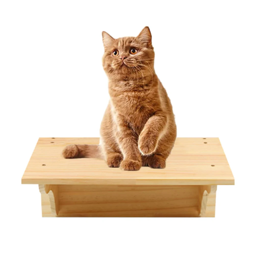 Hamac mural pour chat 1 pièce, lit pour chat en bois, étagères murales à griffer, plateforme d’escalade élevée, meuble arbre à chat d’intérieur.