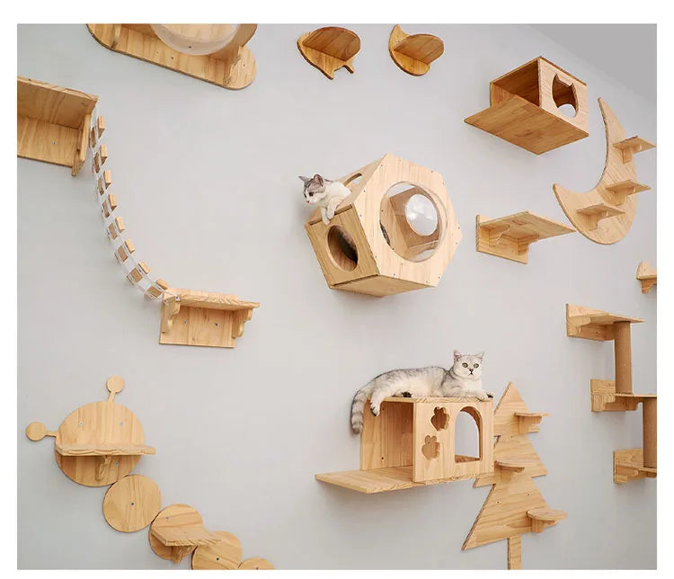 Hamac mural en bois pour chat