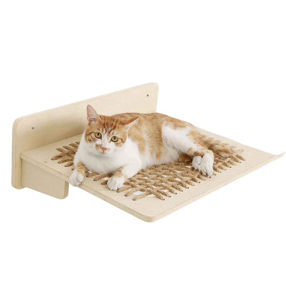Meuble mural pour chat avec hamac, étagère et griffoir