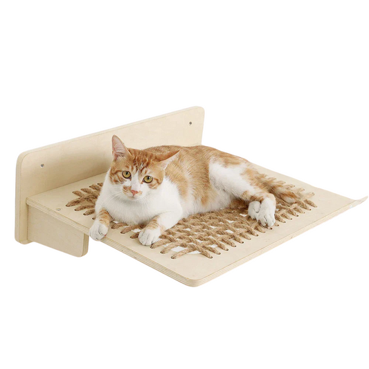 Meuble mural pour chat avec hamac, étagère et griffoir