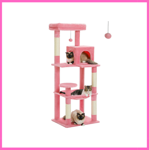 Condo pour chat rose de luxe avec hamac