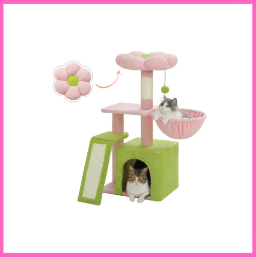 Arbre à chat moderne avec motif floral