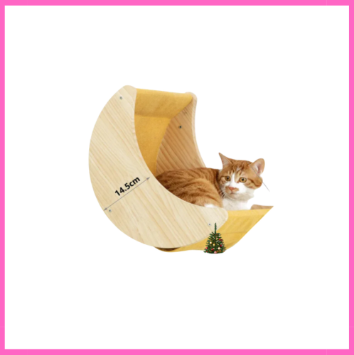 Arbre à chat mural en bois avec échelle, marches et hamac