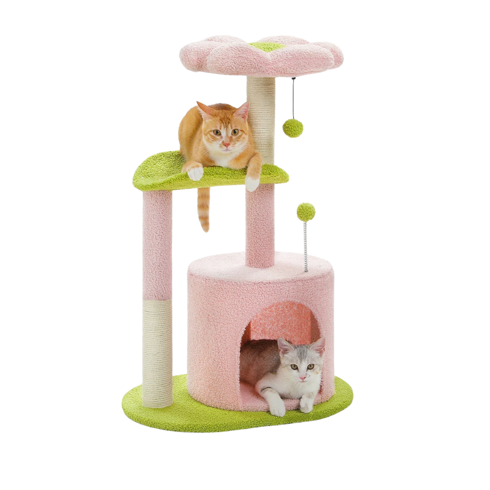 Arbre à chat moderne à plusieurs niveaux avec coins détente