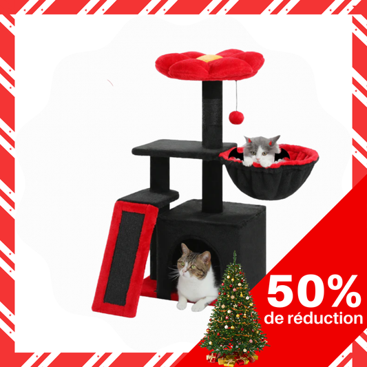 Arbre à chat moderne avec motif floral