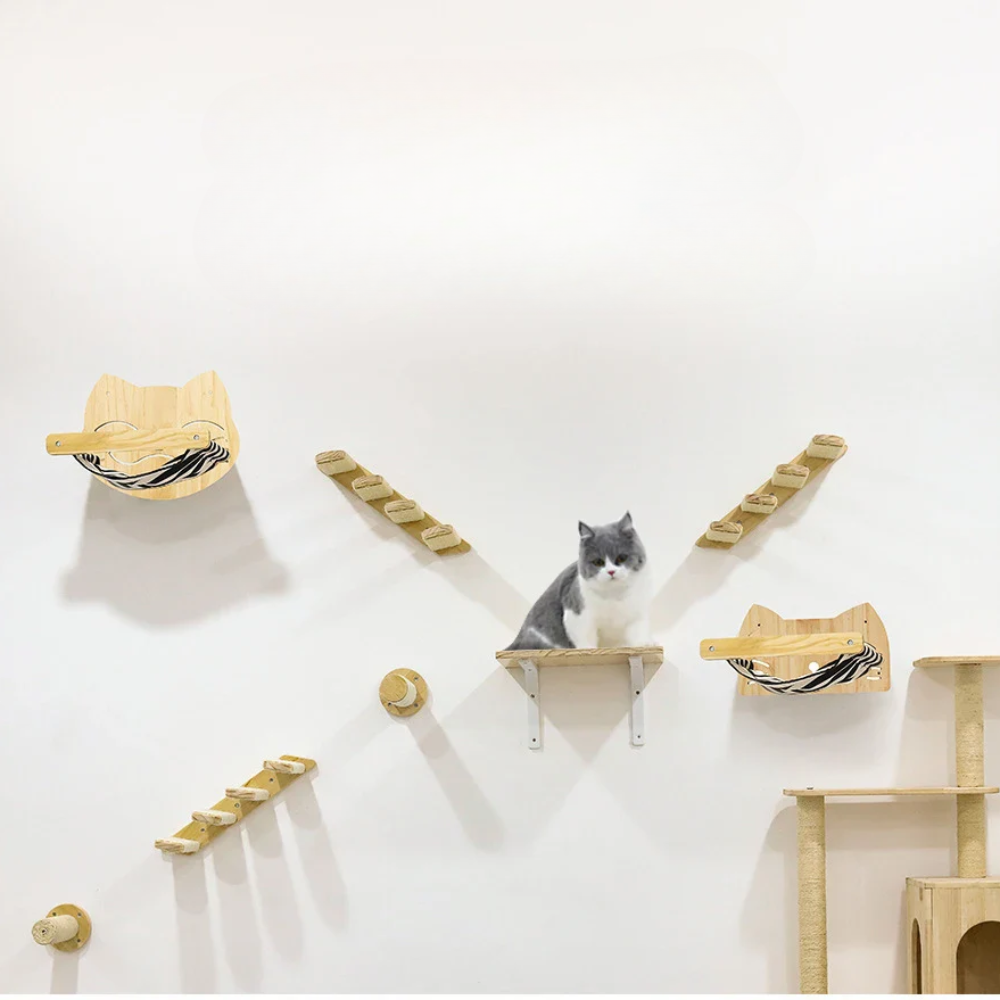 Hamac mural en bois pour chat