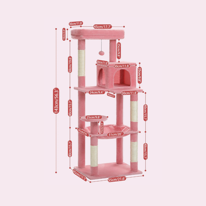 Condo pour chat rose de luxe avec hamac