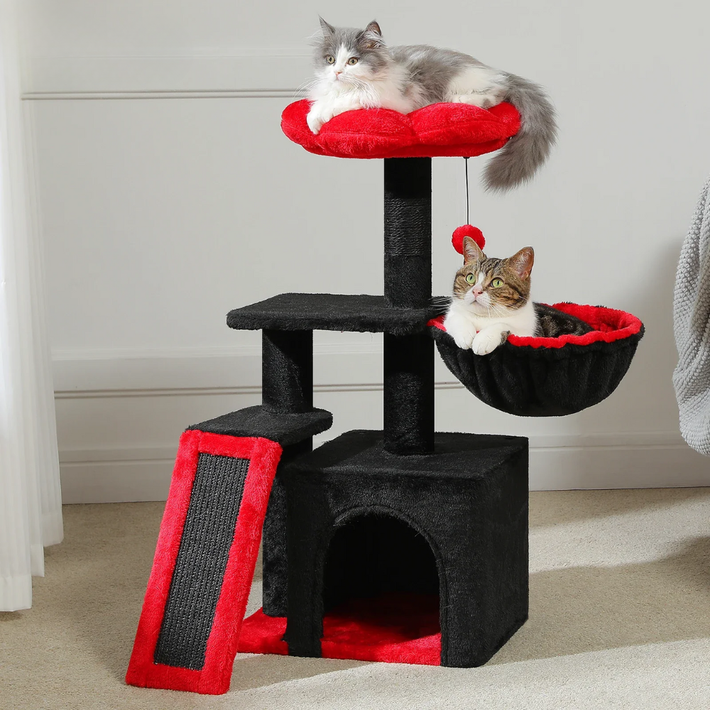 Arbre à chat moderne avec motif floral