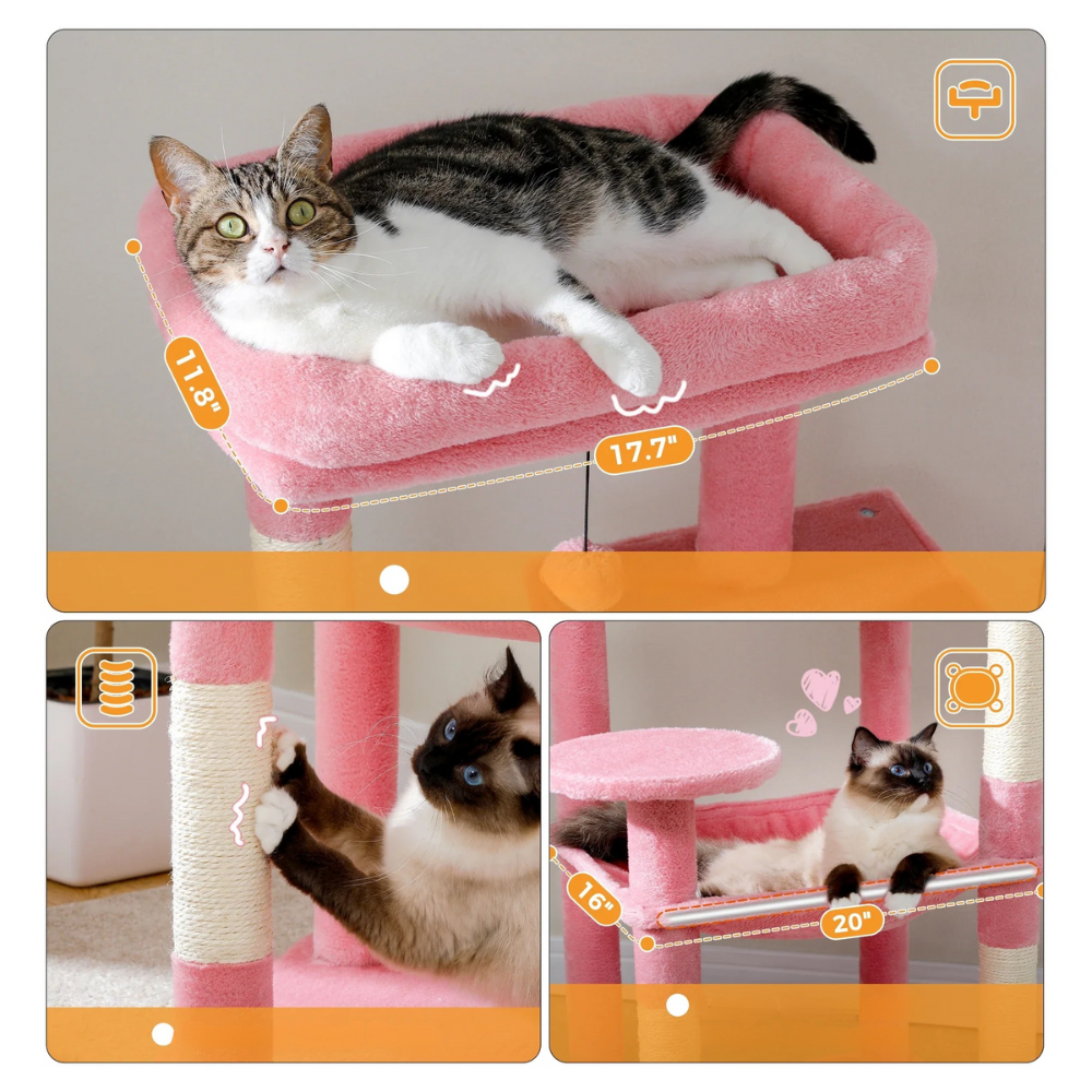 Condo pour chat rose de luxe avec hamac