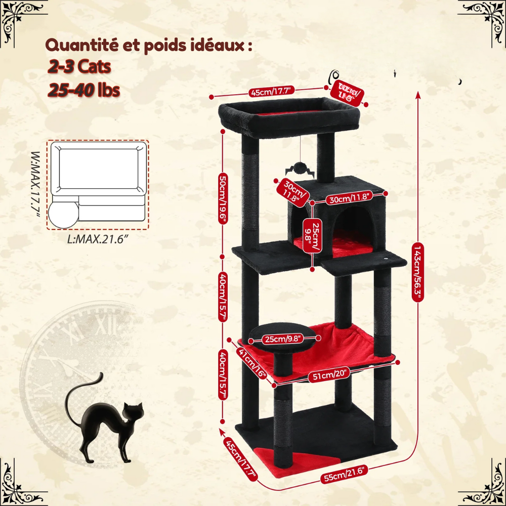 Tour à chat Gothique Noir Rouge