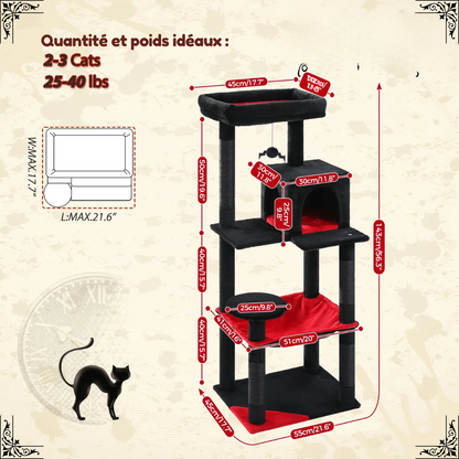 Tour à chat Gothique Noir Rouge