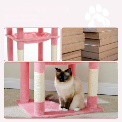 Condo pour chat rose de luxe avec hamac