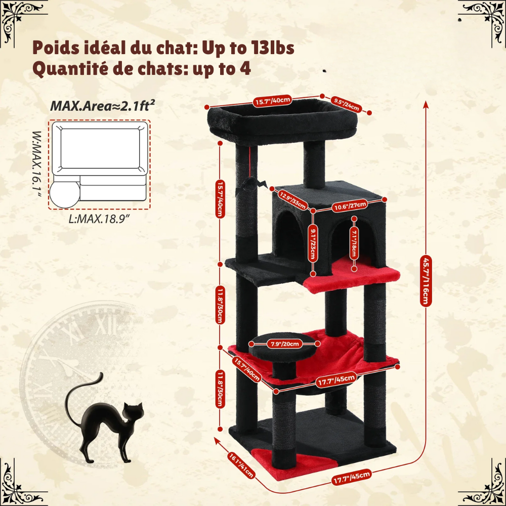 Tour à chat Gothique Noir Rouge