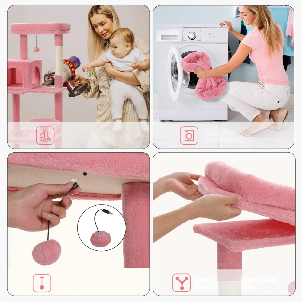 Condo pour chat rose de luxe avec hamac